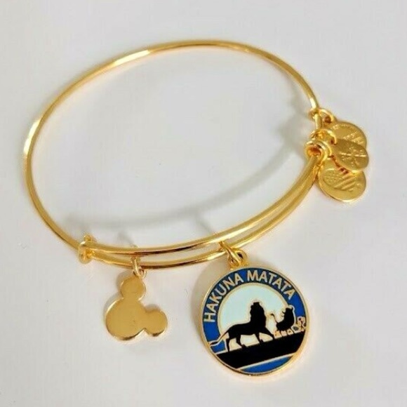 Disney Lion King Alex & Ani bracelet Hakuna Matata In Gold with Charms - Picture 1 of 5